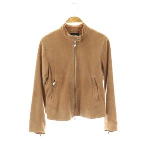スエード ライダースジャケット 38 ブラウンベージュ