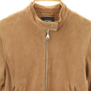 EMMETI スエード ライダースジャケット 38 ブラウンベージュ