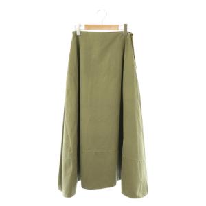 MI-MOLLET FLARE BACK SATIN SK スカート フレア マキシ ロング S カーキ