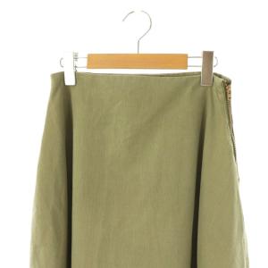 MADISONBLUE MI-MOLLET FLARE BACK SATIN SK スカート フレア マキシ ロング S カーキ
