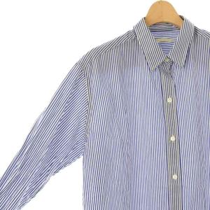 Plage 25SS Elegant シャツ ストライプ 長袖 スタンドカラー F 白 ホワイト 青 ブルー /AT