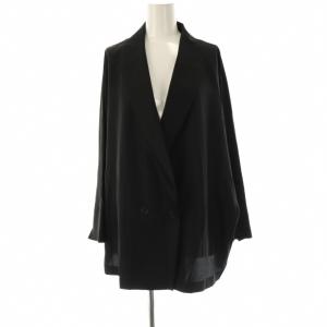 25SS シルク混エステルタフタ ブラウスジャケット テーラード 48 ブラック /DF OS