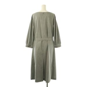 23区 24AW TRハウンドトゥース ワンピース ミモレ ロング 七分袖 50 グレー /AT OS