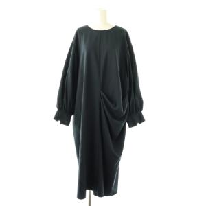 24AW TWマットクロス ワンピース マキシ ロング 長袖 50 紺 ネイビー /AT OS