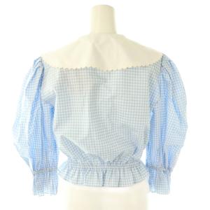 miumiu 襟付き ギンガムチェック クロップドブラウス 38 ライトブルー ホワイト MK1540