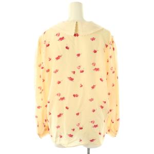 miumiu 襟付き ハートプリント ブラウス シルク 前開き 38 ペールオレンジ 赤 MK1513 /CX OS