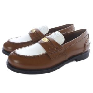 ローファー コインローファー 36 ブラウン ホワイト 5D773D