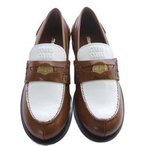 miumiu ローファー コインローファー 36 ブラウン ホワイト 5D773D