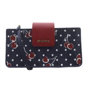 チェリープリント デニム ショルダーバッグ ネイビー