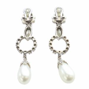 miumiu ラインストーン パール ドロップイヤリング シルバー色 白 ホワイト /SR OH