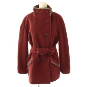 ウール混 ダブル コート アウター ベルト付き 38 レッドブラウン /DF OS