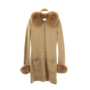 フォックスファー ニットコート アウター アンゴラ混 カシミヤ混 ベージュ /CX OS