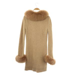 Harrods フォックスファー ニットコート アウター アンゴラ混 カシミヤ混 ベージュ /CX OS