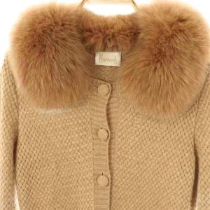 Harrods フォックスファー ニットコート アウター アンゴラ混 カシミヤ混 ベージュ /CX OS