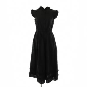 フリルコットンドレス ワンピース ロング M ブラック /DF OS