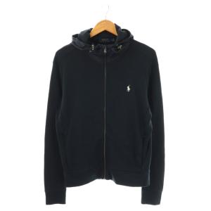 ナイロン 切替 ジップアップ パーカー ジャケット コットン M 紺 /NR OS