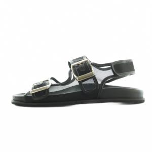 FABIO RUSCONI チュールダブルベルトサンダル バックル 37 24.0cm 黒 /MI OS