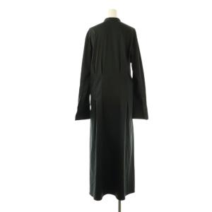 DES PRES 23AW ソフトストレッチサテン ロングシャツワンピース スキッパー F 黒 /CX OS