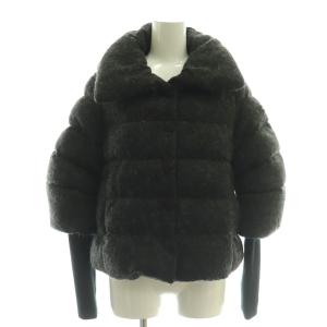 ウール混 ニットスリーブダウンジャケット 2 黒 ブラック /AT OS