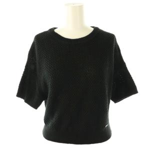 39676 Linen Cross ニットトップス セーター 半袖 リネン 38 黒 /NR OS