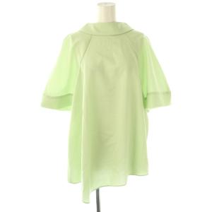 25SS HIGH-NECK BLOUSE ブラウス シャツ 半袖 ウール 38 ライトグリーン /NR