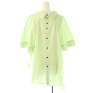ENFOLD 25SS HIGH-NECK BLOUSE ブラウス シャツ 半袖 ウール 38 ライトグリーン /NR