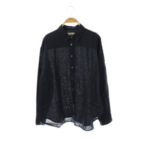 25SS ウォッシャブル リネン2WAY シャツ 長袖 ネイビー /DF OS