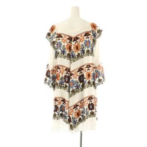 GRACE CONTINENTAL フレアチュニックトップ 36 ホワイト マルチカラー /DO OS