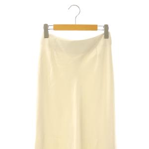 IENA 24AWダブルサテンスカート ロング フレア 36 ライトグレージュ /NR OS