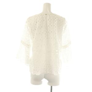 IENA 23SSコットンレースティアードブラウス 七分袖 プルオーバー 白 /NR OS