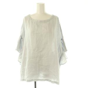 23SS リネンラッフル袖Tブラウス F ライトグレー /DO OS