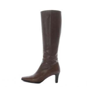 REGAL ロングブーツ スクエアトゥ ハイヒール レザー サイドジップ 23cm 茶色 ブラウン F45A /RI