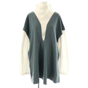 カットレイヤードプルオーバー ブラウス 長袖 38 グリーン 白 /NR OS