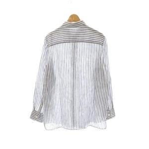 Deuxieme Classe Linen ストライプ シャツ 長袖 ブルー ホワイト /DF OS