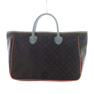 トートバッグ ハンド TIDY 総柄 ナイロン ニューダークブラウン 茶色 水色 /RI OS