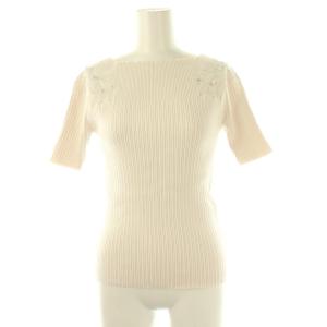 23AW ラグランビジュー刺繍ニット セーター 半袖 2 オフホワイト /ES OS