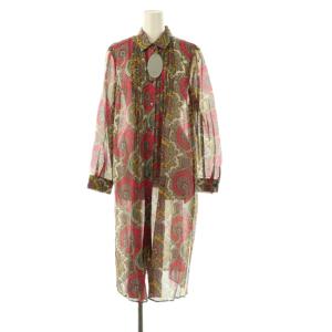 総柄シャツワンピース シルク混 11AR ブラウン マルチカラー /ES OS