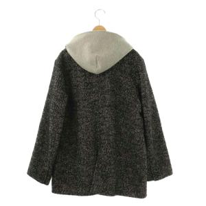 MILA OWEN MILAOWEN 24AW フードドッキングシングルブレストジャケット ツイード テーラード 1 黒 グレー /CX OS