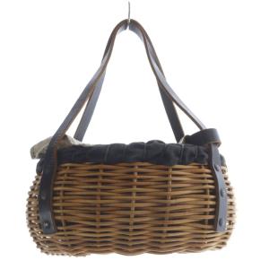 ebagos レザー かごバッグ ハンドバッグ 茶 ブラウン 黒 ブラック /SR