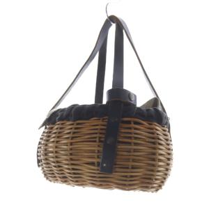 ebagos レザー かごバッグ ハンドバッグ 茶 ブラウン 黒 ブラック /SR