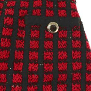 miumiu MG1350 1V7V ウール混チェックミニスカート ニット 台形 スパンコール 38 レッド ブラック