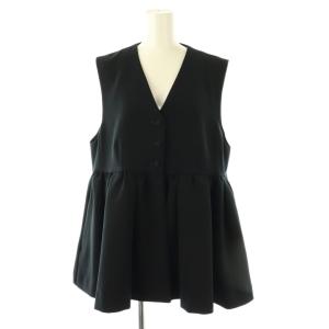 Navy-MumMum ダブルクロス ジレ ベスト ペプラム 1 紺 /CX OS