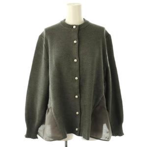 24AW バックティアードハイブリッドニットカーディガン 長袖 パールボタン F グレー /DO OS
