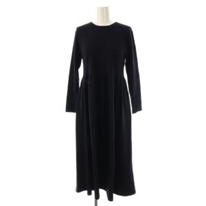 洗える ヴィスコースストレッチ Aライン ニットワンピース ロング 32 ネイビー /HK OS