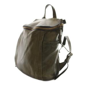 genten ゴートレザーリュックサック デイパック カーキ /SS OS