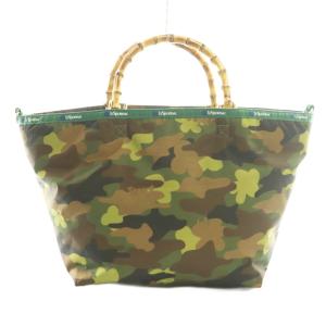 LesportSAC 24AW カモフラトートバッグ バンブーハンドル 茶 ブラウン カーキ /SS OS SH
