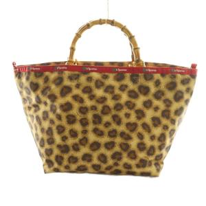 24AW ミディアムトートバッグ バンプーハンドル レオパード柄 赤 レッド ベージュ /SS OS