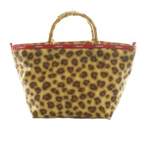 LesportSAC 24AW ミディアムトートバッグ バンプーハンドル レオパード柄 赤 レッド ベージュ /SS OS