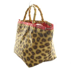 LesportSAC 24AW ミディアムトートバッグ バンプーハンドル レオパード柄 赤 レッド ベージュ /SS OS