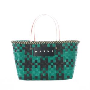 マーケットバッグ ハンド バスケット チェック 緑 グリーン 黒 ブラック SH /RI OS